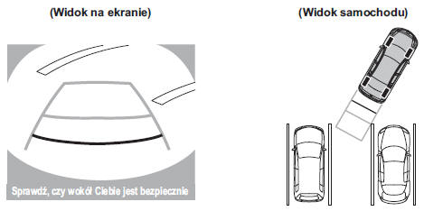 Tryb wyświetlania za pomocą stałych linii szerokości pojazdu i odległości od tylnego zderzaka pojazdu