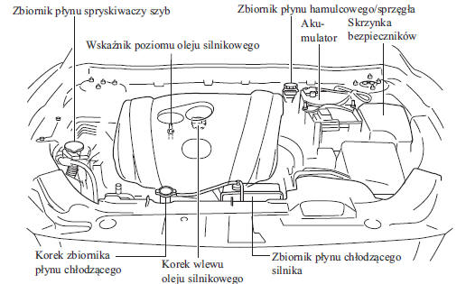 Mazda 6 Widok komory silnika Plan obsługi wykonywanej